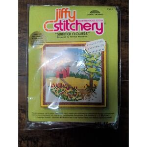 Vintage 1979 Jiffy Stitchery "Summer Flowers" Cross Stitch Kit # 912 Unopened